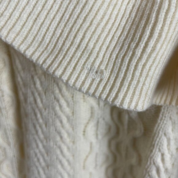 Project Naadam Womens Medium Sweater Ruffle Mock Neck Cream Cable Knit - Picture 7 of 12